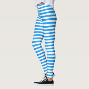 Stripes Horizontal Blue White Classic Leggings