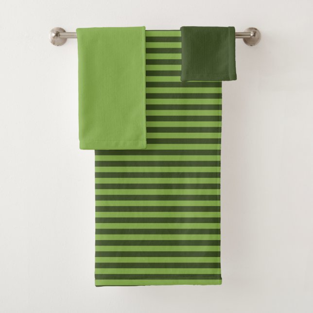Stripes in Green - Towel Set (Insitu)