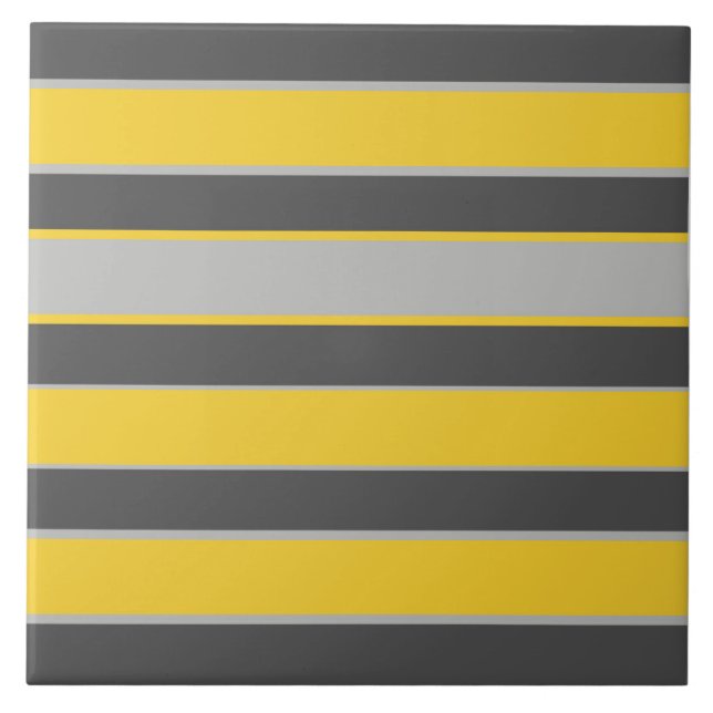 Stripes in light and dark grey, mustard yellow tile (Front)