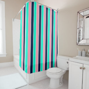 Stripes in Mint Green, Pink, and Navy Blue