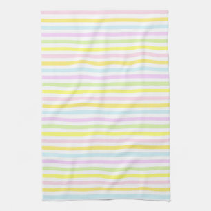 Stripes in Multicolor Pastel Colours Kitchen Towel