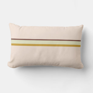 Stripes in natural colours on pale pastel pink lumbar pillow