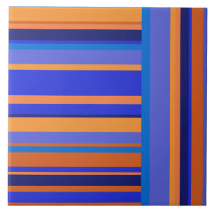 Stripes in Orange and Blue Striped Pattern Tile