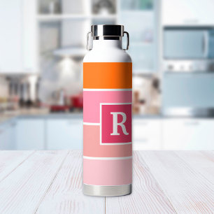 Stripes in pink, white and orange with Monogram Water Bottle