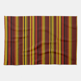 Stripes in Shades of Garnet and Gold Kitchen Towel