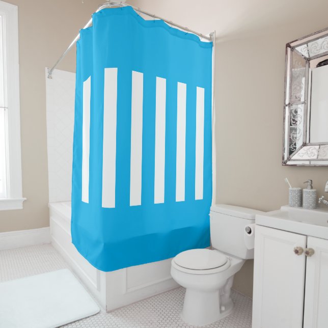 Stripes in the middle. Skye Blue and white. (In Situ)