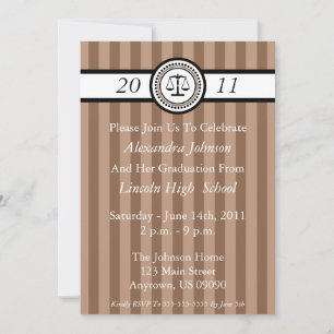 Stripes Law School Graduation Invitations (Brown)