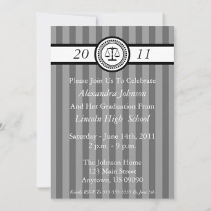 Stripes Law School Graduation Invitations (Grey)