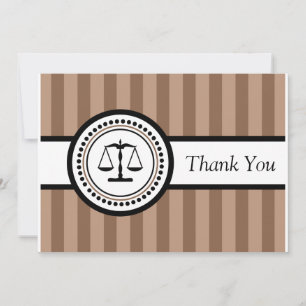 Stripes Legal Scales Thank You Card (Brown)