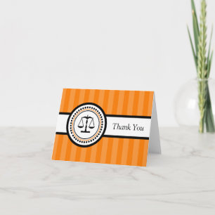 Stripes Legal Scales Thank You Card (Orange)