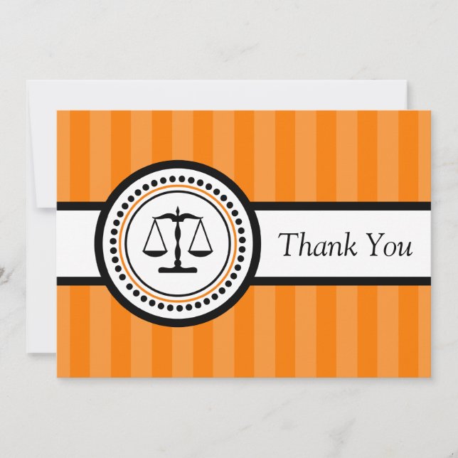 Stripes Legal Scales Thank You Card (Orange) (Front)