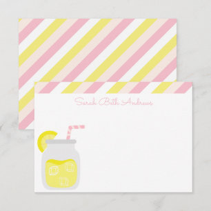 Stripes & Lemonade Personalized Note Cards