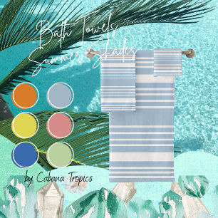 Stripes Light Blue & White Bath Towel Set