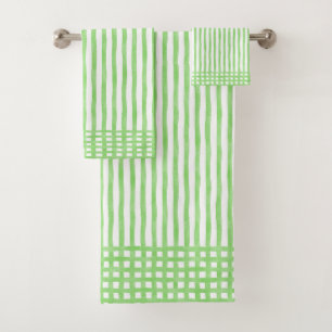 Stripes Lime Green and White Towel