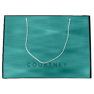 Stripes Lines Black Teal Abstract Metallic Grill Large Gift Bag