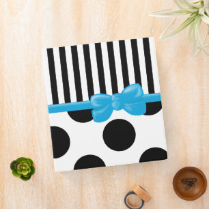 Stripes, Lines, Polka Dots, Black and White Binder