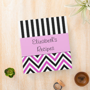 Stripes, Lines, Zigzag Pattern, Chevron, Your Name Binder