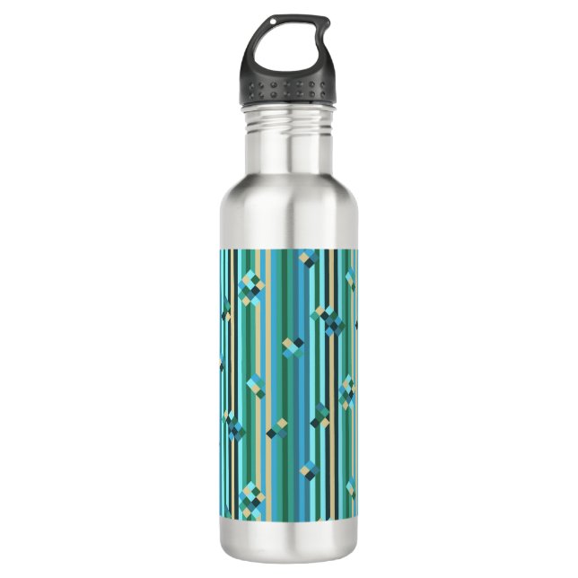Stripes mix - green and blue 710 ml water bottle (Front)