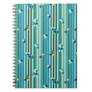 Stripes mix - green and blue notebook