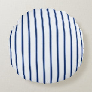 Stripes Modern Indigo Minimalist Elegance Round Pillow