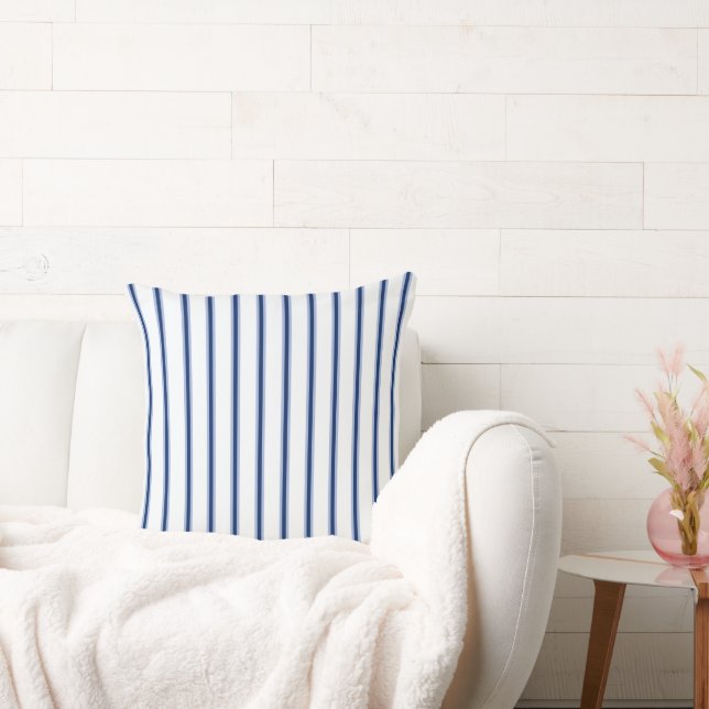 Stripes Modern Indigo Minimalist Elegance Throw Pillow (Couch)