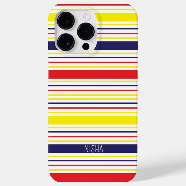 Stripes Modern Trendy Colourful Personalized Case-Mate iPhone Case (Back)