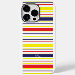 Stripes Modern Trendy Colourful Personalized iPhone 14 Pro Max Case