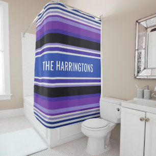 Stripes motif nom personnalisé rideau de douche