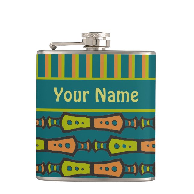 Stripes, Motif tribal, Turquoise : Flacon de hanch (Devant)
