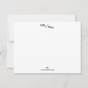 Stripes Mr and Mrs Couples Personalized Stationery Card