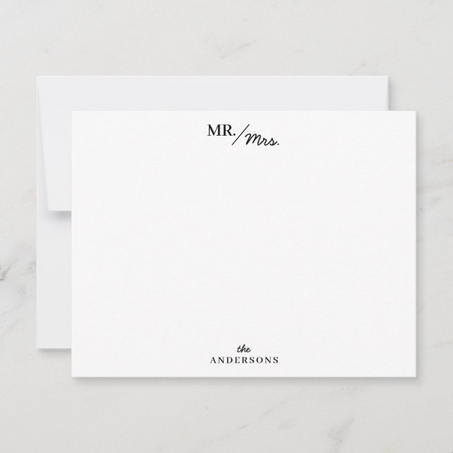 Stripes Mr and Mrs Couples Personalized Stationery Card (Front)