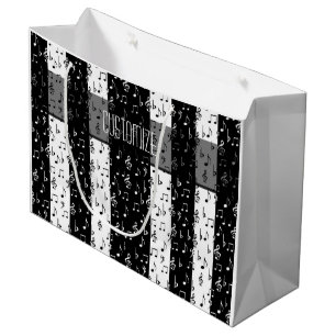 Stripes musicales noires et blanches Grand sac cad