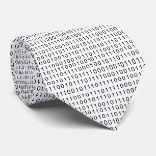 Stripes of black white binary code tie