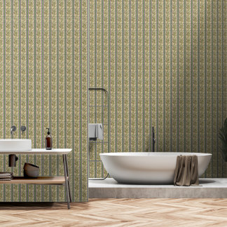 Stripes of Kalanchoes on Moss Green Wallpaper
