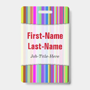 Stripes of Various Colours; Personalized Name Badg Badge