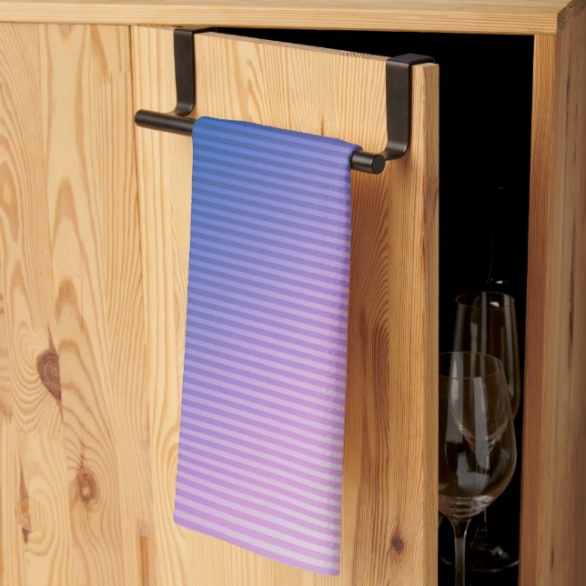 stripes , ombre , pink gradient kitchen towel (Thirds Fold)