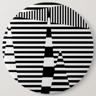 Stripes on Stripes in Black and White 6 Inch Round Button