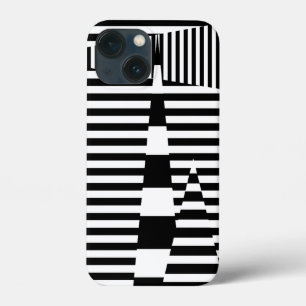 Stripes on Stripes in Black and White iPhone 13 Mini Case