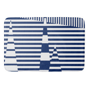 Stripes on Stripes in Blue and White Bath Mat
