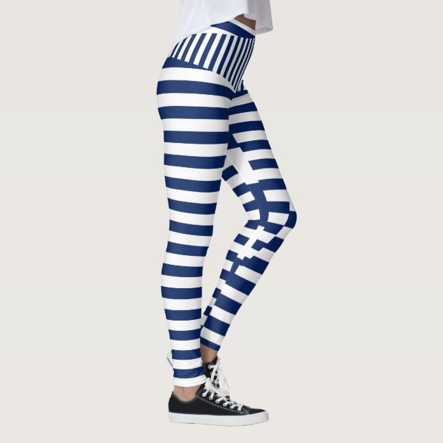 Stripes on Stripes in Blue and White Leggings (Right)