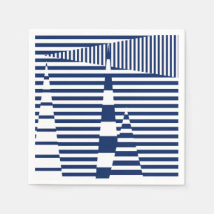 Stripes on Stripes in Blue and White Napkin