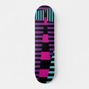 Stripes on Stripes - Pink, Purple, Blue and Black Skateboard