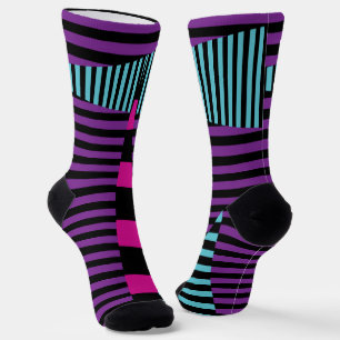 Stripes on Stripes - Pink, Purple, Blue and Black Socks