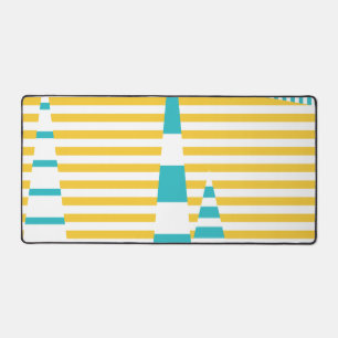 Stripes on Stripes - Turquoise and Yellow Desk Mat