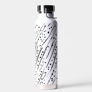 Stripes or polka dots black, white, grey pattern water bottle