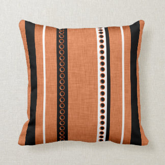 Stripes orange black white throw pillow