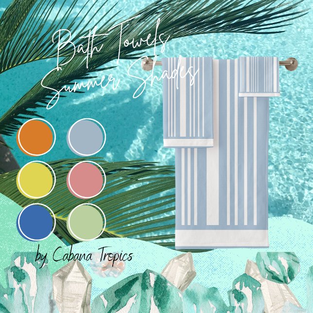 Stripes Pale Blue & White  Bath Towel Set (Creator Uploaded)