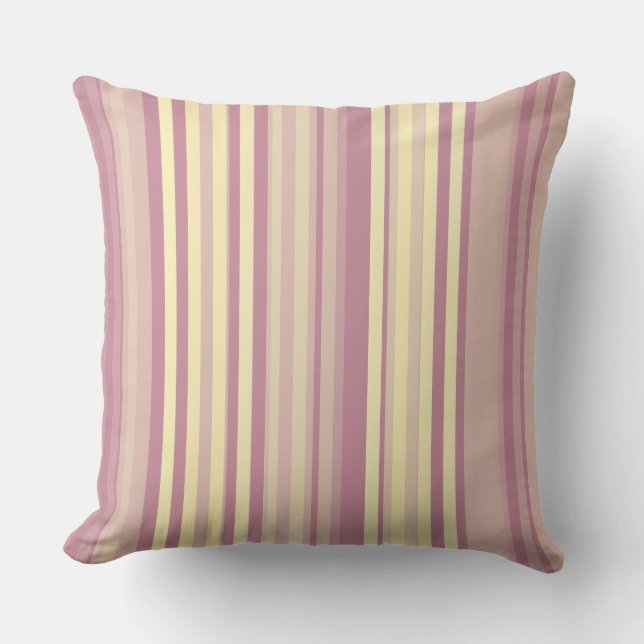 Stripes Pale Plum and Wheat Blends Throw Pillow (Front)