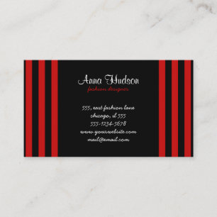 Stripes (Parallel Lines) - Black Red Business Card