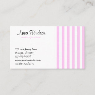 Stripes (Parallel Lines) - Pink White Business Card